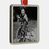 Jungen-Reitdreirad Silbernes Ornament (Rechts)