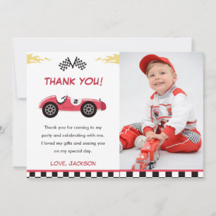 Jungen-Rennwagen-Geburtstagsfeier-Dankeskarten Einladung