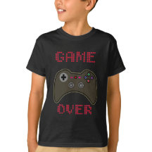 Jungen Retro Game Over Controller Schwarzes T-Shir