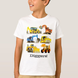 Jungen-riesige Bau-Gräber und Bagger T-Shirt