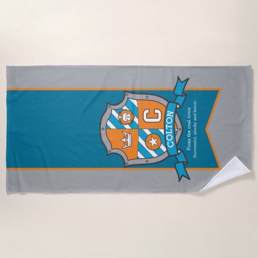 Jungen Ritter Schild grau colton Buchstaben c Hand Strandtuch (Vorderseite)