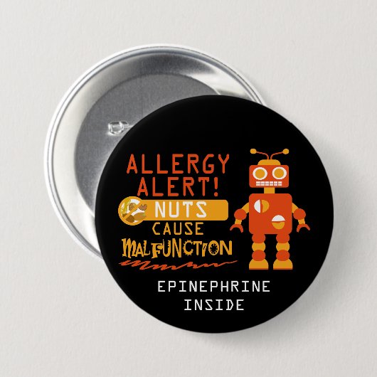 Jungen-Roboter-Baum-Nuss-Erdnuss-Allergie-Alarm Button (Vorne & Hinten)