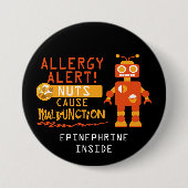 Jungen-Roboter-Baum-Nuss-Erdnuss-Allergie-Alarm Button (Vorderseite)