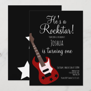 Jungen Rockstar-Gitarre Star Rock Geburtstagsfeier Einladung