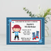 Jungen-Rollen-Skaten-Geburtstags-Party Einladung (Stehend Vorderseite)