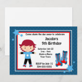 Jungen-Rollen-Skaten-Geburtstags-Party Einladung (Vorne/Hinten)