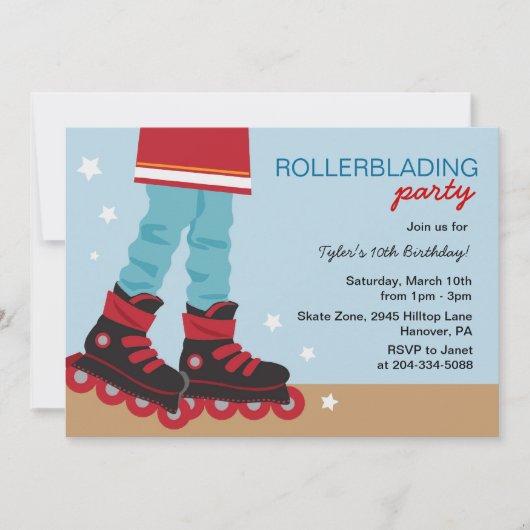 Jungen Rollerblading Geburtstags-Party Einladungen (Vorderseite)