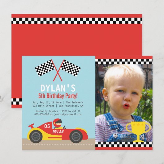 Jungen-rote Einladung (Vorne/Hinten)