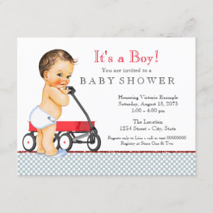 Jungen-Rote-Wagen-Baby-Party Einladung