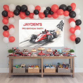 Jungen Roter Rennwagen Geburtstagsfeier Banner