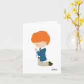 Jungen (Rotes Haar) Erste Gemeindegrüße-Karte Karte (Gelbe Blume)