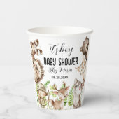 Jungen-Rustic-Woodland-Baby-Shower-Einladung Pappbecher (Rückseite)