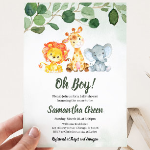 Jungen-Safari-Dschungel-Baby-Party Einladung