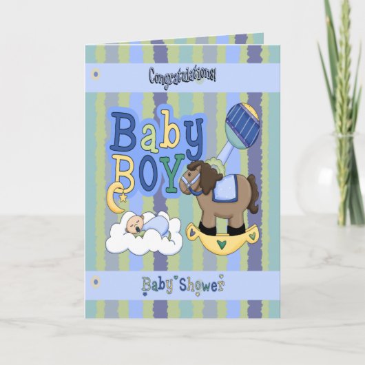 Jungen-Schaukelpferd Karte (Vorderseite)