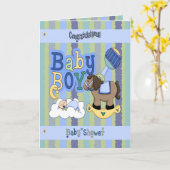 Jungen-Schaukelpferd Karte (Gelbe Blume)