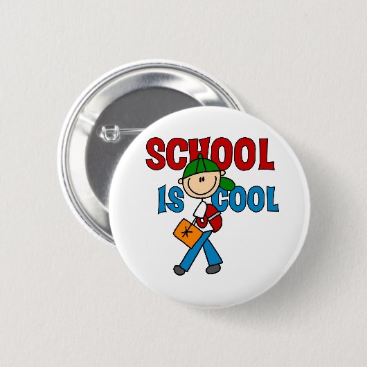 Jungen-Schule ist cool Button (Vorne & Hinten)