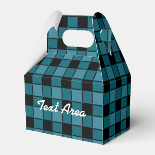 Jungen Schwarz & Teal Karo Karierter Party Favor B Geschenkschachtel