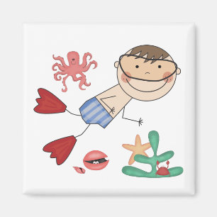 Jungen-Schwimmen-T - Shirts und Geschenke Magnet