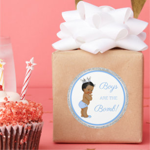 Jungen sind die Bombe! Bath Gift Etc Blue Silver C Runder Aufkleber