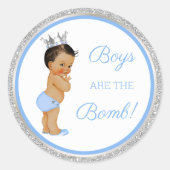 Jungen sind die Bombe! Bath Gift Etc Blue Silver Runder Aufkleber (Vorderseite)