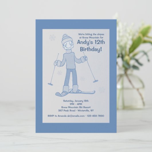 Jungen-Skifahrer-Einladung Einladung (Stehend Vorderseite)