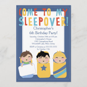 JUNGEN Sleepover-Geburtstags-Party Inviation Einladung