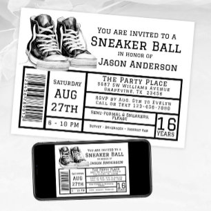 Jungen-Sneaker-Ball-Geburtstagsfeier Einladung