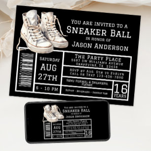 Jungen-Sneaker-Ball-Geburtstagsfeier  Einladung