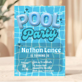 Jungen Sommer Blau Pool Geburtstagsfeier Einladung