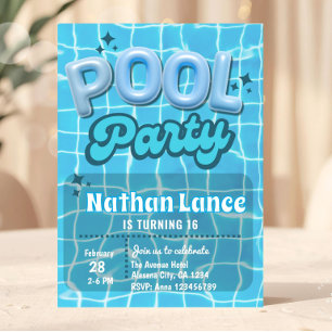 Jungen Sommer Blau Pool Geburtstagsfeier Einladung