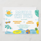 Jungen Sommer Geschwister Geburtstag und Abschluss Einladung (Vorderseite)