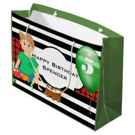 Jungen spielen mit modernen Mustern zum Geburtstag Große Geschenktüte