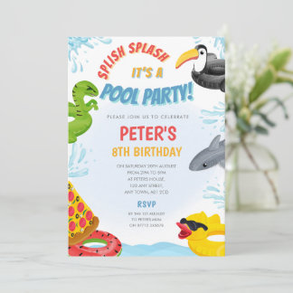 Jungen-Splish-Splash-Sommer-Poolparty-Einladung Einladung