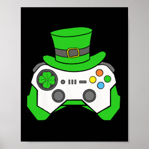 Jungen St. Patricks Day Videospiel Controller Herr Poster