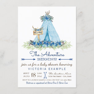 Jungen-Stammes- Boho-TeePee-Baby-Shower-Einladunge Einladung