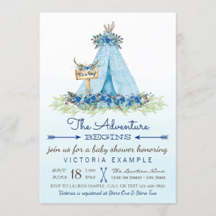 Jungen-Stammes-TeePee-Boho-Baby-Shower-Einladungen Einladung