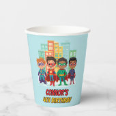 Jungen Superhelden Geburtstagsfeier Papiertasse Pappbecher (Vorderseite)