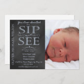 Jungen-Tafel-FotoSip und sehen Einladung (Vorne/Hinten)