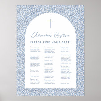 Jungen-Taufbogen Blau-Weiß-Muster Sitzordnung  Poster
