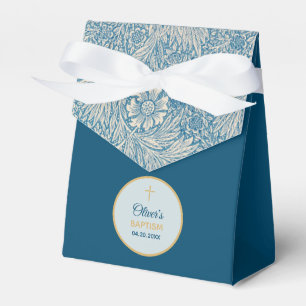 Jungen Taufe Blau Blumen Taglilie William Morris Geschenkschachtel