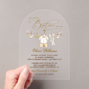 Jungen-Taufe Christening Acryleinladungen