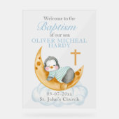 Jungen Taufe Christening Begrüßung Baby Penguin Acrylschild (Vorderseite)