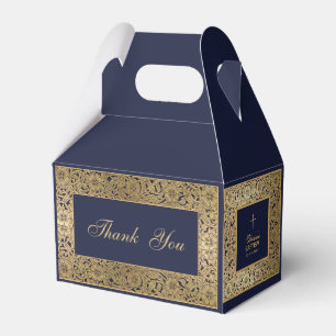 Jungen Taufe Navy Blau Vintage Gold Rosen Elegant Geschenkschachtel