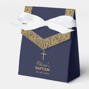Jungen Taufe Navy Blau Vintage Gold Rosen Elegant Geschenkschachtel