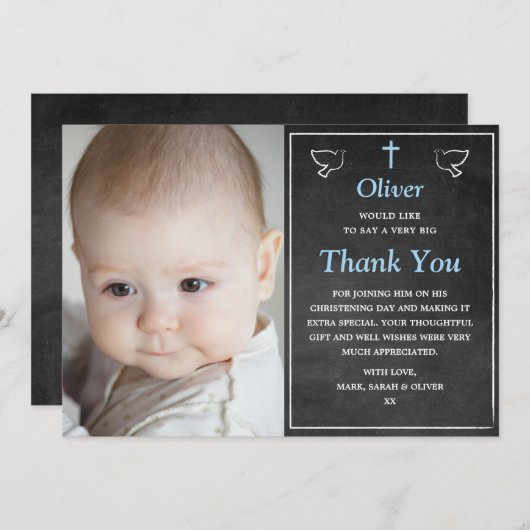 Jungen-Taufe/Taufe danken Ihnen zu kardieren Dankeskarte (Vorne/Hinten)