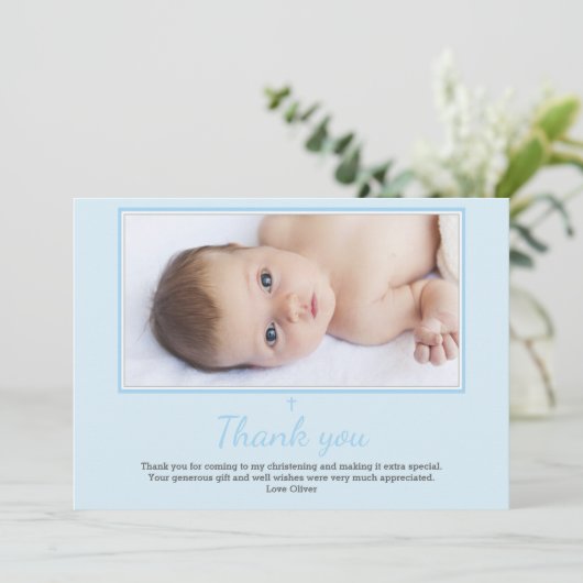 Jungen-Taufe/Taufe danken Ihnen zu kardieren Dankeskarte (Stehend Vorderseite)