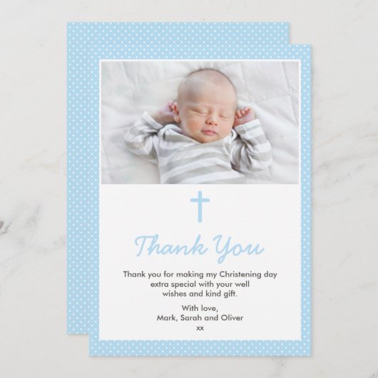 Jungen-Taufe/Taufe danken Ihnen zu kardieren Dankeskarte (Vorne/Hinten)