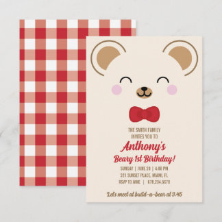 Jungen-Teddybär-Picknick EIN ALTR Evite oder Druck Einladung