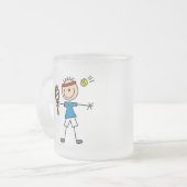 Jungen-Tennis-Spieler-T-Shirts und Geschenke Mattglastasse (Vorderseite Links)