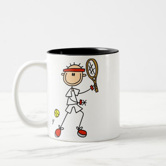 Jungen-Tennis-Spieler-Tasse Zweifarbige Tasse (Links)